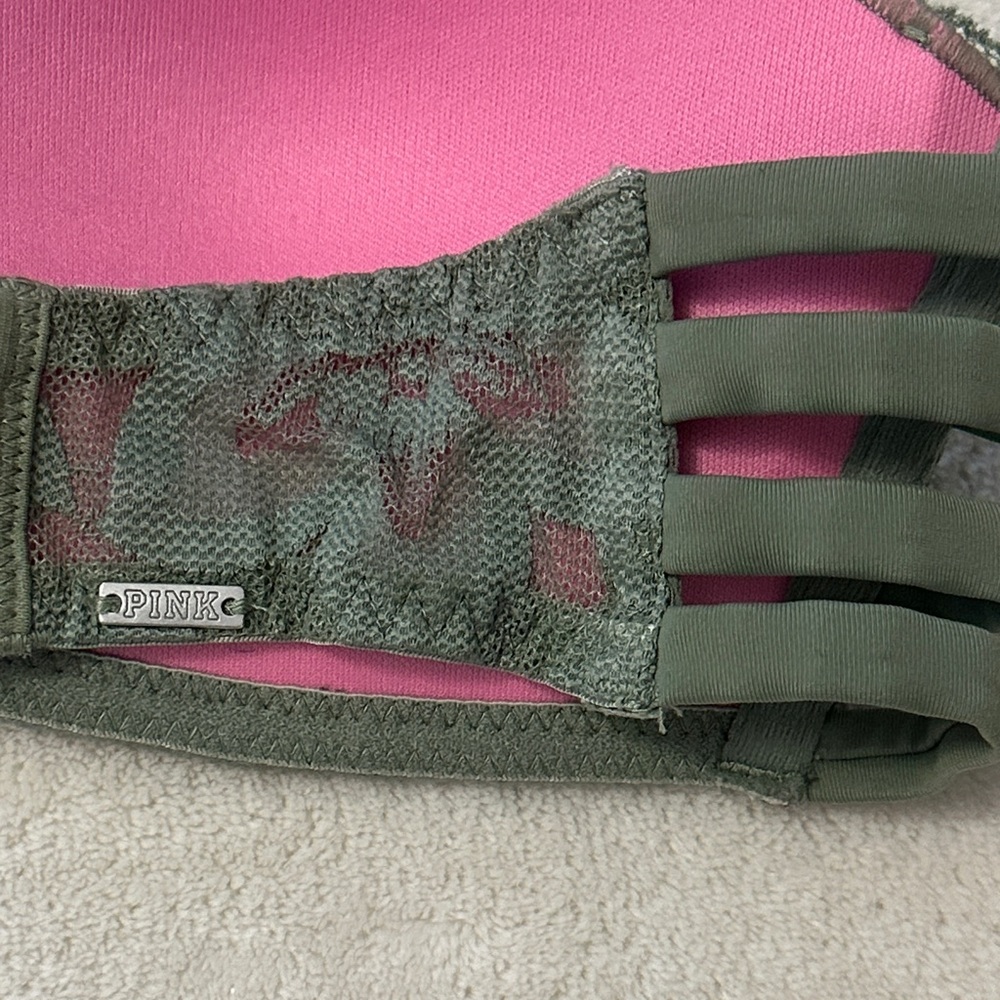 PINK Victoria's Secret Floral Lace Bandeau in Olive Green - Picture 5 of 6